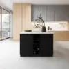 Japandi 127 cm Black & White Kitchen Island with Storage & LED Lighting