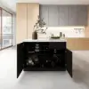 Japandi 127 cm Black & White Kitchen Island with Storage & LED Lighting