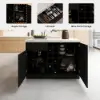 Japandi 127 cm Black & White Kitchen Island with Storage & LED Lighting