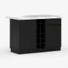 Japandi 127 cm Black & White Kitchen Island with Storage & LED Lighting