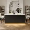 Japandi 180 cm Black & White Kitchen Island with Storage & LED Lighting
