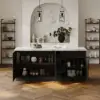 Japandi 180 cm Black & White Kitchen Island with Storage & LED Lighting