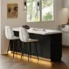 Japandi 180 cm Black & White Kitchen Island with Storage & LED Lighting