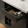 Japandi 180 cm Black & White Kitchen Island with Storage & LED Lighting