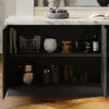 Japandi 180 cm Black & White Kitchen Island with Storage & LED Lighting
