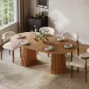 Modern 120 - 200 cm Extendable Wood Dining Table with Fluted Base, Seats 4-6