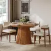 Modern 120 - 200 cm Extendable Wood Dining Table with Fluted Base, Seats 4-6