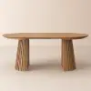 Modern 120 - 200 cm Extendable Wood Dining Table with Fluted Base, Seats 4-6