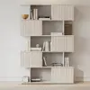 Picture of 1850mm Wash White Sliding Door Etagere Bookshelf 5-Shelf Tall Book Shelf Rich Storage
