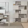 Picture of 1850mm Wash White Sliding Door Etagere Bookshelf 5-Shelf Tall Book Shelf Rich Storage