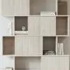 Picture of 1850mm Wash White Sliding Door Etagere Bookshelf 5-Shelf Tall Book Shelf Rich Storage