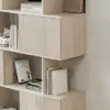 Picture of 1850mm Wash White Sliding Door Etagere Bookshelf 5-Shelf Tall Book Shelf Rich Storage