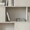Picture of 1850mm Wash White Sliding Door Etagere Bookshelf 5-Shelf Tall Book Shelf Rich Storage