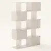 Picture of 1850mm Wash White Sliding Door Etagere Bookshelf 5-Shelf Tall Book Shelf Rich Storage
