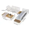 Tevara 4-Piece Outdoor Teak & Aluminium Modular Sofa Set for 6 in White with Black Cover