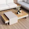 Tevara 4-Piece Outdoor Teak & Aluminium Modular Sofa Set for 6 in White with Black Cover