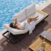 Tevara 4-Piece Outdoor Teak & Aluminium Modular Sofa Set for 6 in Ivory with Black Cover