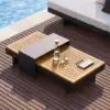 Tevara 4-Piece Outdoor Teak & Aluminium Modular Sofa Set for 6 in Ivory with Black Cover