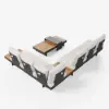 Tevara 4-Piece Outdoor Teak & Aluminium Modular Sofa Set for 6 in Ivory with Black Cover