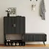 Ash Wood Veneer Shoe Storage Fluted Entryway Cabinet – AUD-H1894