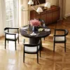 Dining Set 1000-1400mm Japandi Extendable Dining Table Black with 4 Chairs