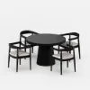 Dining Set 1000-1400mm Japandi Extendable Dining Table Black with 4 Chairs