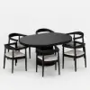 Dining Set 1000-1400mm Japandi Extendable Dining Table Black with 6 Chairs