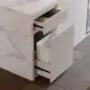 Modern 180 cm White Kitchen Island with Storage & LED Light, Waterfall Edge