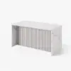 Modern 180 cm White Kitchen Island with Storage & LED Light, Waterfall Edge