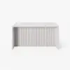 Modern 180 cm White Kitchen Island with Storage & LED Light, Waterfall Edge