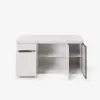 Modern 180 cm White Kitchen Island with Storage & LED Light, Waterfall Edge