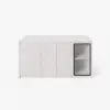 Modern 180 cm White Kitchen Island with Storage & LED Light, Waterfall Edge