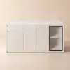 Modern 180 cm White Kitchen Island with Storage & LED Light, Waterfall Edge