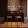 Modern 183 cm Black Kitchen Island with Storage & LED Light, Waterfall Edge