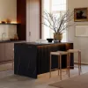 Modern 183 cm Black Kitchen Island with Storage & LED Light, Waterfall Edge
