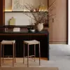 Modern 183 cm Black Kitchen Island with Storage & LED Light, Waterfall Edge
