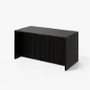 Modern 183 cm Black Kitchen Island with Storage & LED Light, Waterfall Edge