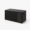 Modern 183 cm Black Kitchen Island with Storage & LED Light, Waterfall Edge