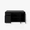 Modern 183 cm Black Kitchen Island with Storage & LED Light, Waterfall Edge