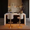 Modern 183 cm White & Black Kitchen Island with Storage & LED Light, Waterfall Edge