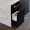 Modern 183 cm White & Black Kitchen Island with Storage & LED Light, Waterfall Edge