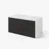 Modern 183 cm White & Black Kitchen Island with Storage & LED Light, Waterfall Edge
