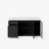 Modern 183 cm White & Black Kitchen Island with Storage & LED Light, Waterfall Edge