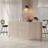 Mid-Century Modern 183 cm Glossy Sintered Stone Top Kitchen Island with Drawers, Whitewash