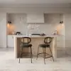 Mid-Century Modern 183 cm Glossy Sintered Stone Top Kitchen Island with Drawers, Whitewash