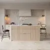 Mid-Century Modern 183 cm Glossy Sintered Stone Top Kitchen Island with Drawers, Whitewash