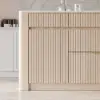 Mid-Century Modern 183 cm Glossy Sintered Stone Top Kitchen Island with Drawers, Whitewash