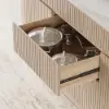 Mid-Century Modern 183 cm Glossy Sintered Stone Top Kitchen Island with Drawers, Whitewash