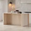 Mid-Century Modern 183 cm Glossy Sintered Stone Top Kitchen Island with Drawers, Whitewash