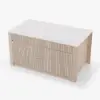 Mid-Century Modern 183 cm Glossy Sintered Stone Top Kitchen Island with Drawers, Whitewash